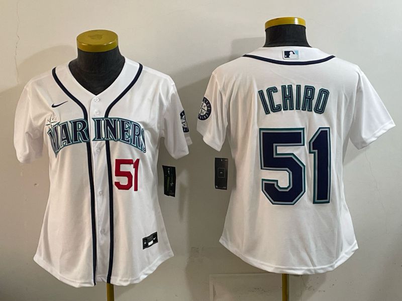 Women Seattle Mariners #51 Ichiro White Game 2026 Nike MLB Jersey style 02